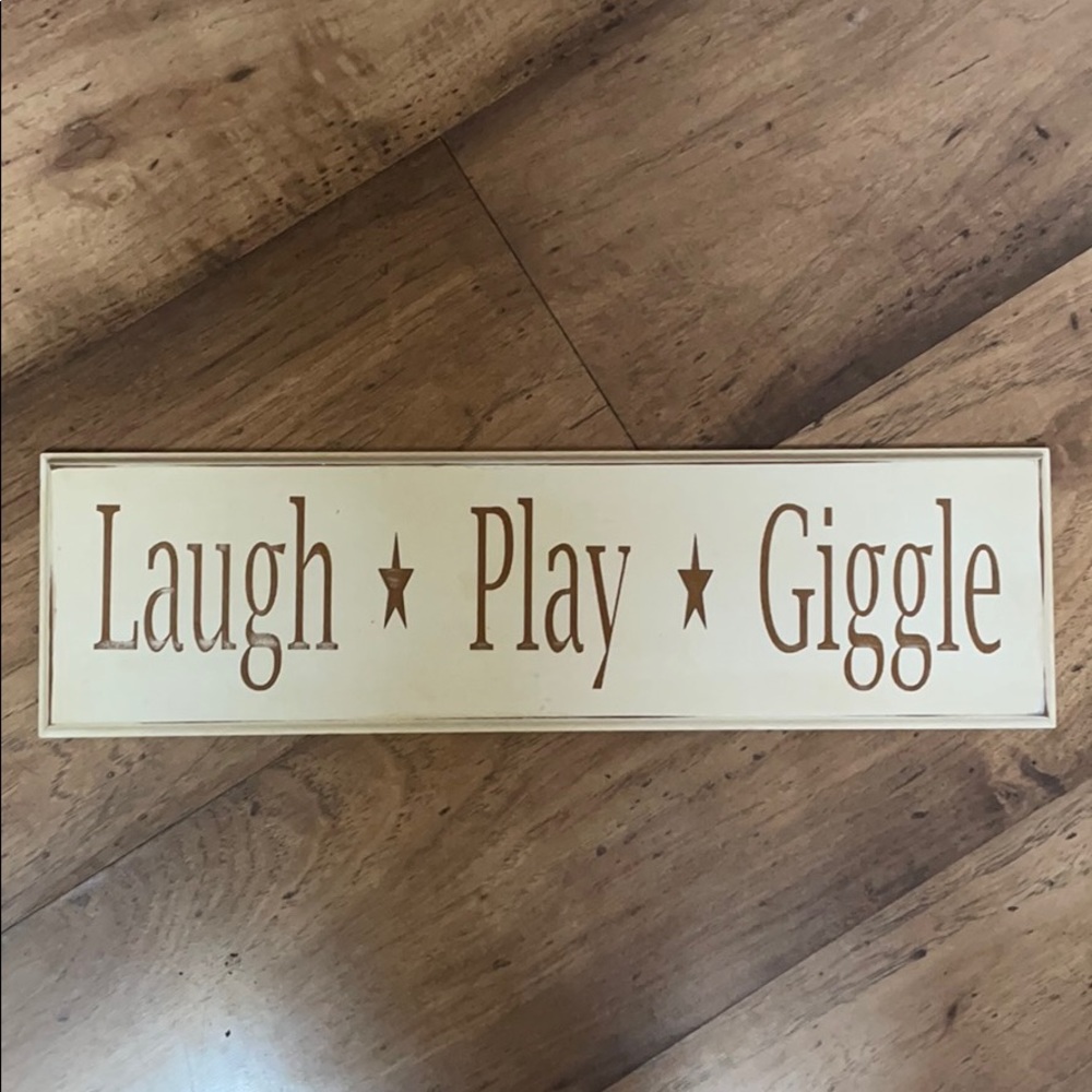 Laugh Play Giggle wall hanging decor